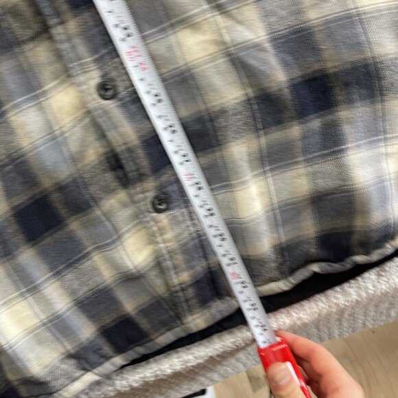 Wrangler Hooded Flannel Quilted Lined Shirt Jacket Men’s 2XL Blue Button Up - Picture 16 of 16